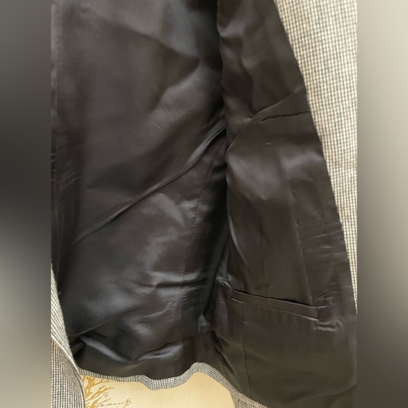 Evan Picone VTG 2 Piece Wool Black White Plaid Blazer Skirt Velvet Office Set - Picture 8 of 17